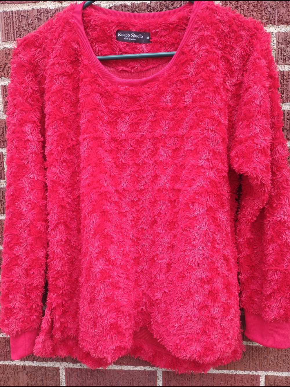Y2K Knapp Studio Fuzzy Rosette Crewneck Sweater